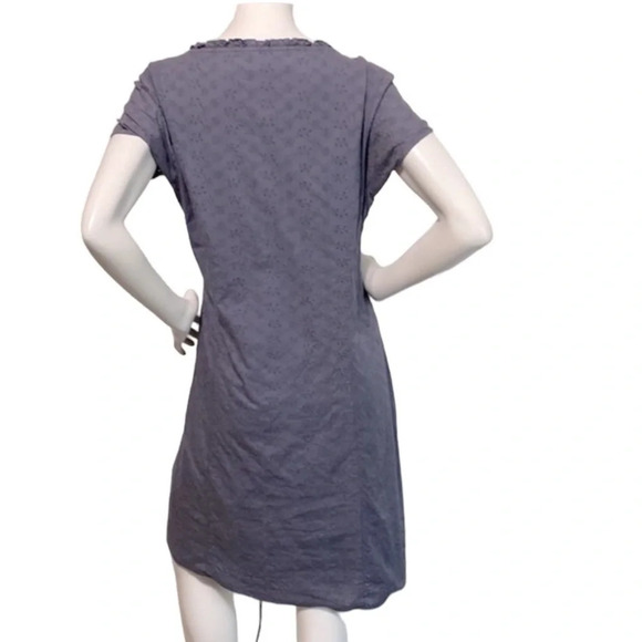 The Territory Ahead Eyelet Gray Blue Short Sleeve Scoop Neck Dress Size 12 - Picture 5 of 7